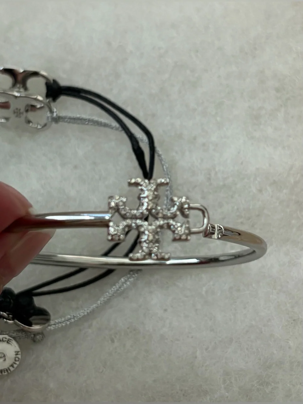 Tory Burch set of 3 /ELEANOR PAVÉ HINGED CUFF Silver/2 EMBRACE AMBITION BRACELET